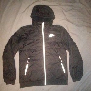 Nike Fleece Lined Eco Down Hooded Puffer Coat EUC
